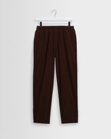 Tyne - Dark Brown Cotton Poplin Loose Fit Trousers