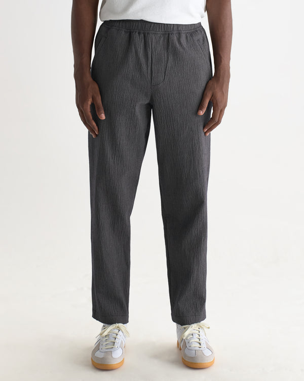 wax london men's Tyne - Dark Navy And Ecru Double-Faced Stripe Cotton Trousers