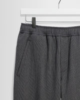wax london men's Tyne - Dark Navy And Ecru Double-Faced Stripe Cotton Trousers