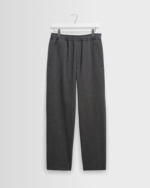 Tyne - Dark Navy And Ecru Double-Faced Stripe Cotton Trousers