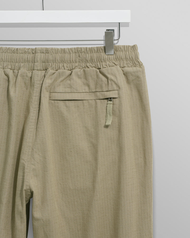 wax london Tyne - Light Khaki Linen Ripstop Trousers
