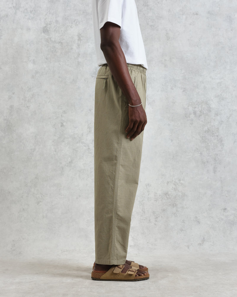 wax london Tyne - Light Khaki Linen Ripstop Trousers