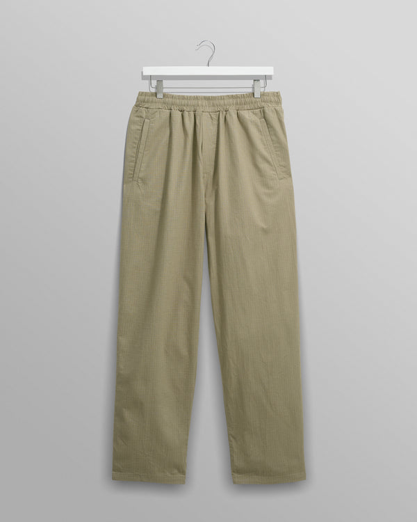 wax london Tyne - Light Khaki Linen Ripstop Trousers