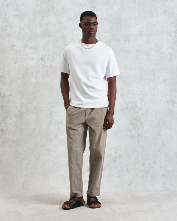 wax london men's Tyne - Natural Chalk Stripe Trousers