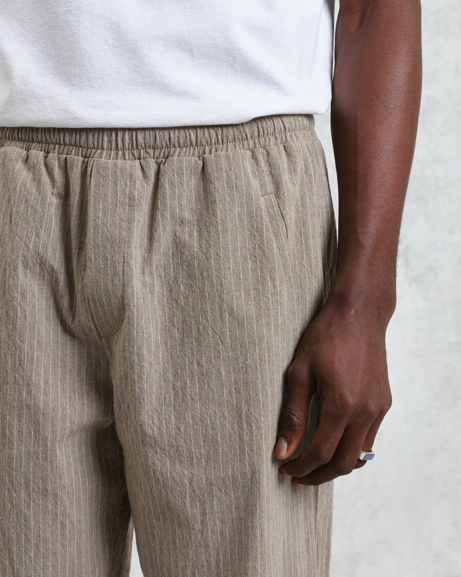 Men's Natural Chalk Stripe Trousers | Wax London