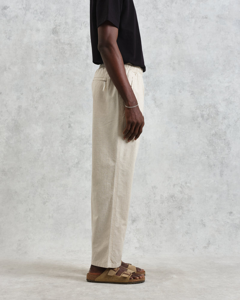 wax london men's Tyne - Natural Linen Ripstop Trousers