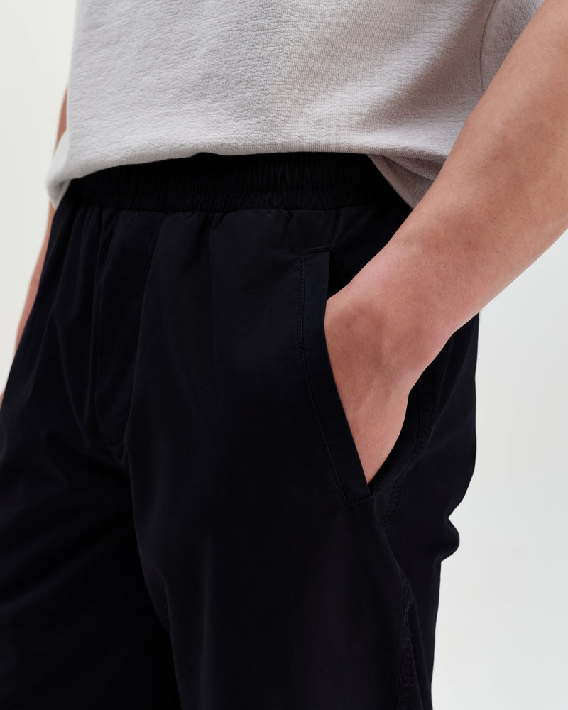 Men's Navy Cotton Poplin Loose Fit Trousers | Wax London
