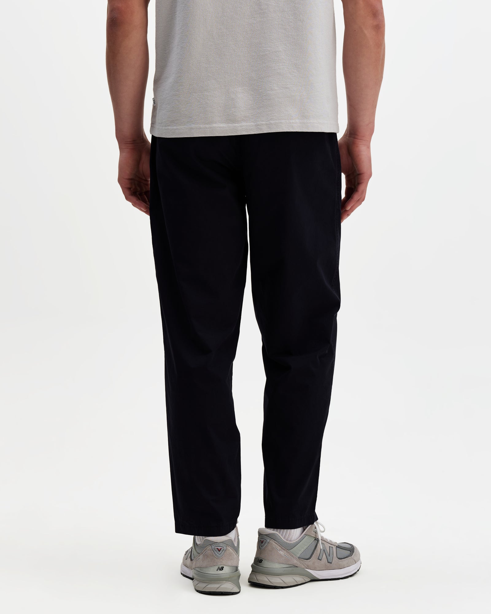 Men's Navy Cotton Poplin Loose Fit Trousers | Wax London