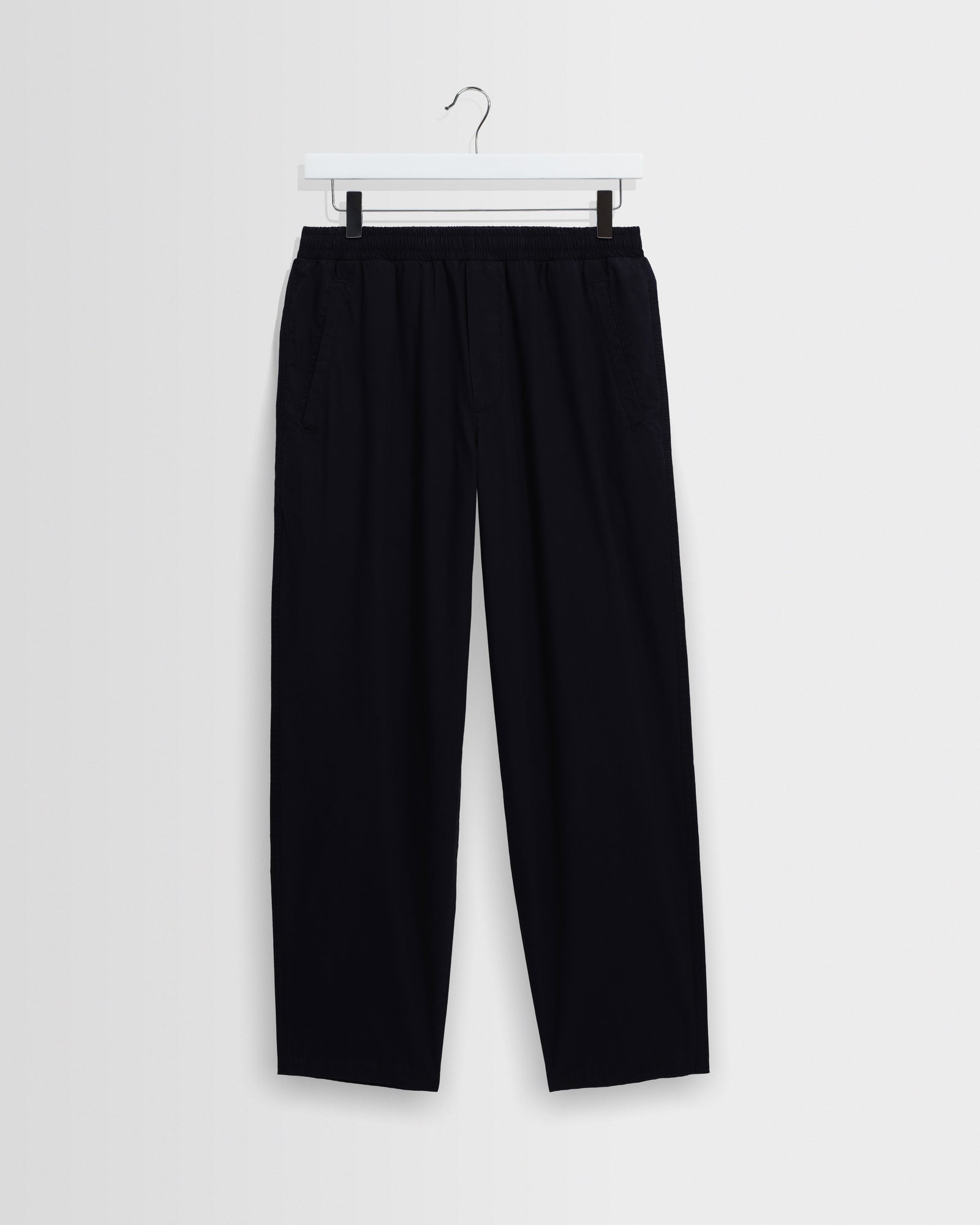 Men's Navy Cotton Poplin Loose Fit Trousers | Wax London