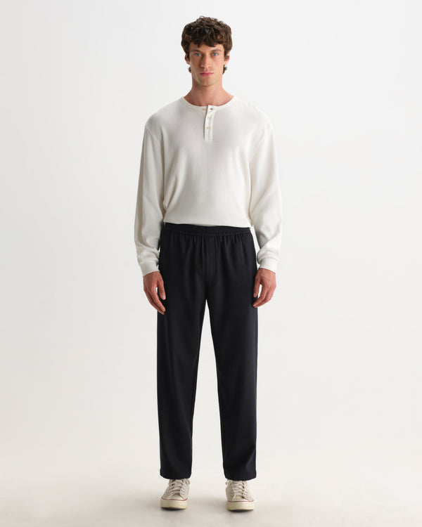 wax london men's Tyne - Navy Wool Blend Trouser