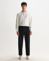 wax london men's Tyne - Navy Wool Blend Trouser