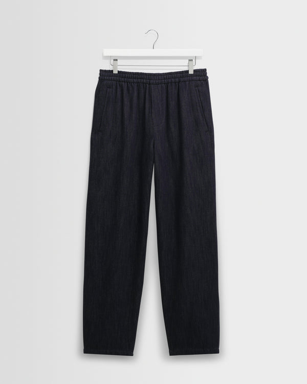 wax london men's Tyne - Navy Wool-Blend Trousers