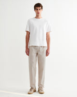 wax london men's Tyne - Stone Cotton Tencel Loose Fit Trousers