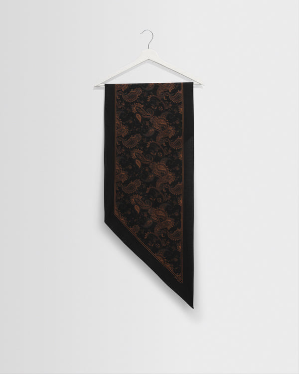 wax london men's Vallance - Black And Brown Paisley Neck Scarf