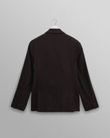 wax london men's Vigo - Dark Brown Double Breasted Wool Pinstripe Blazer