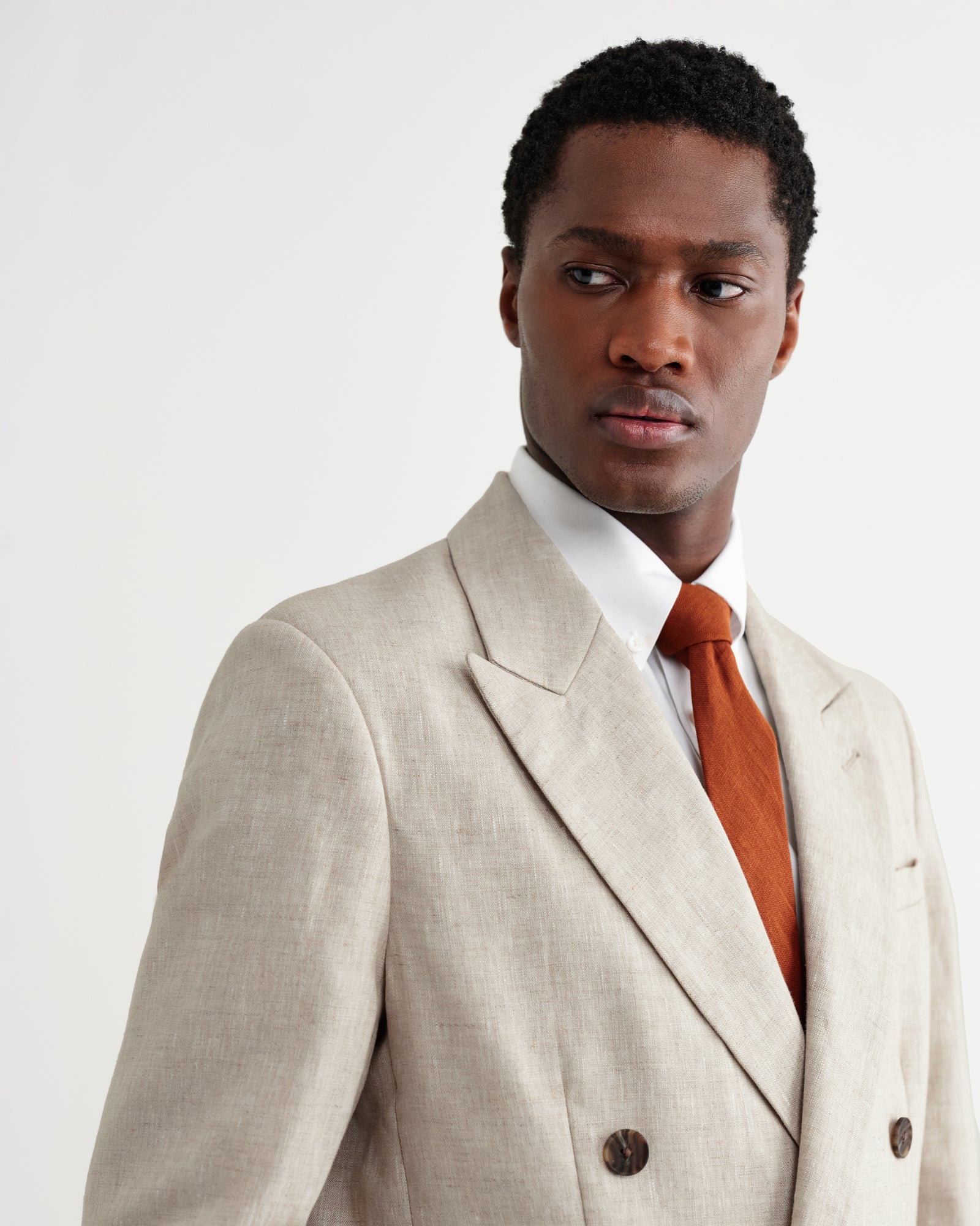 Men's Natural Linen Double-Breasted Blazer | Wax London