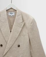 wax london men's Vigo - Natural Linen Double-Breasted Blazer