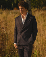 Vigo - Navy Linen Double-Breasted Blazer