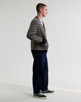 wax london men's Walker - Black And Ecru Bubble Knit Cardigan