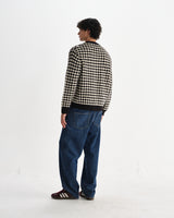 wax london men's Walker - Black And Ecru Bubble Knit Cardigan