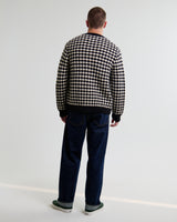 wax london men's Walker - Black And Ecru Bubble Knit Cardigan