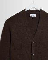 wax london men's Walker - Chocolate Brown Fluffy Wool Knit Cardigan