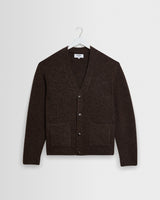 wax london men's Walker - Chocolate Brown Fluffy Wool Knit Cardigan