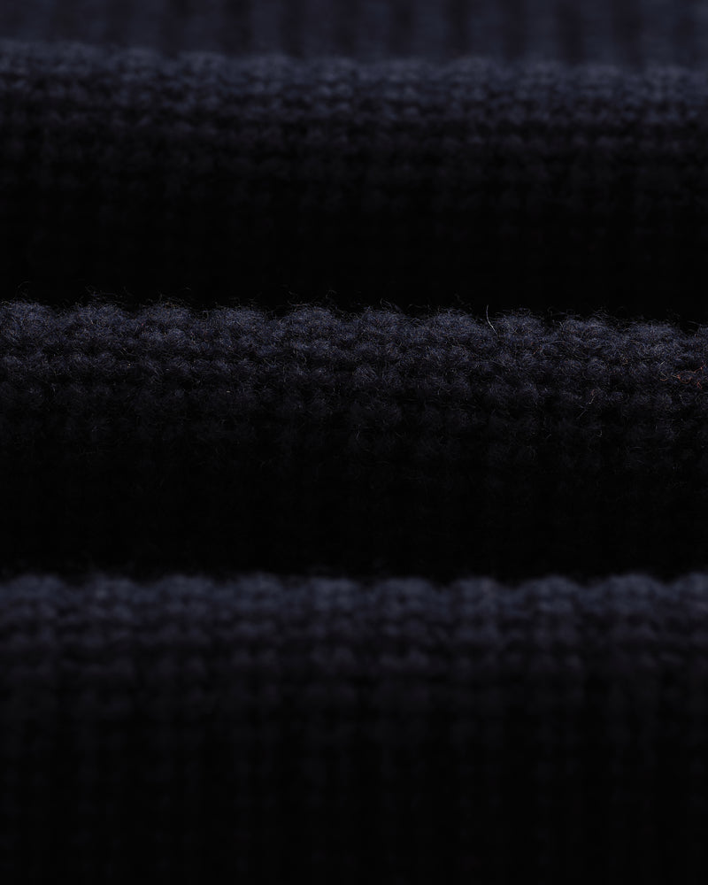 wax london men's Walker - Navy Rib Stitch Knit Cardigan