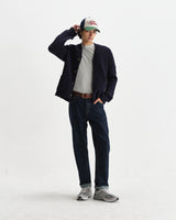 wax london men's Walker - Navy Rib Stitch Knit Cardigan