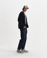 wax london men's Walker - Navy Rib Stitch Knit Cardigan