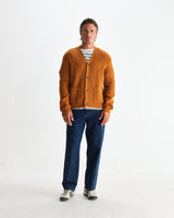 wax london men's Walker - Ochre Rib Stitch Knit Cardigan