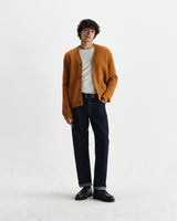 wax london men's Walker - Ochre Rib Stitch Knit Cardigan