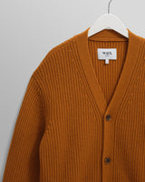 wax london men's Walker - Ochre Rib Stitch Knit Cardigan
