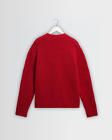 wax london men's Walker - Red Fluffy Wool Knit Cardigan