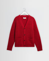 wax london men's Walker - Red Fluffy Wool Knit Cardigan