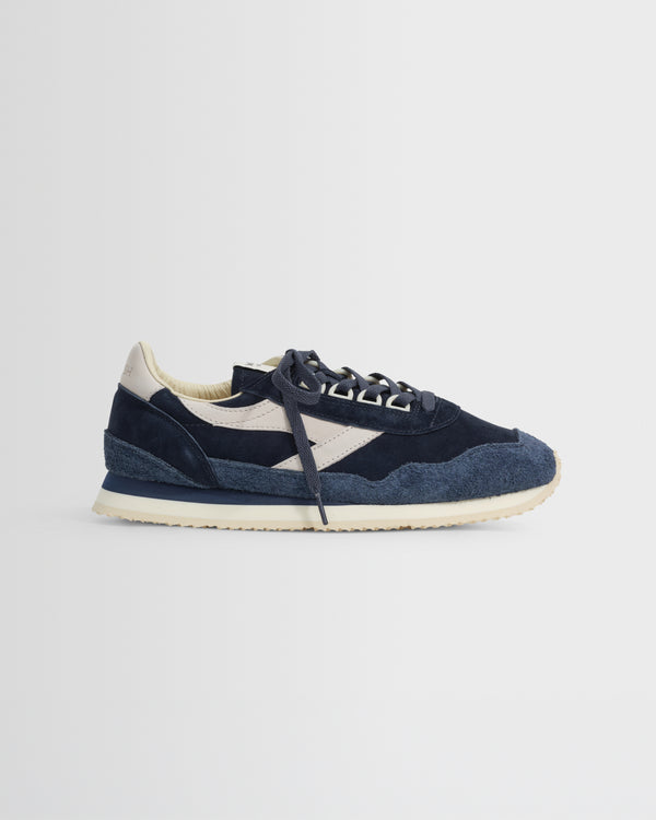 wax london men's Walsh - Navy And White Suede Ensign Trainers