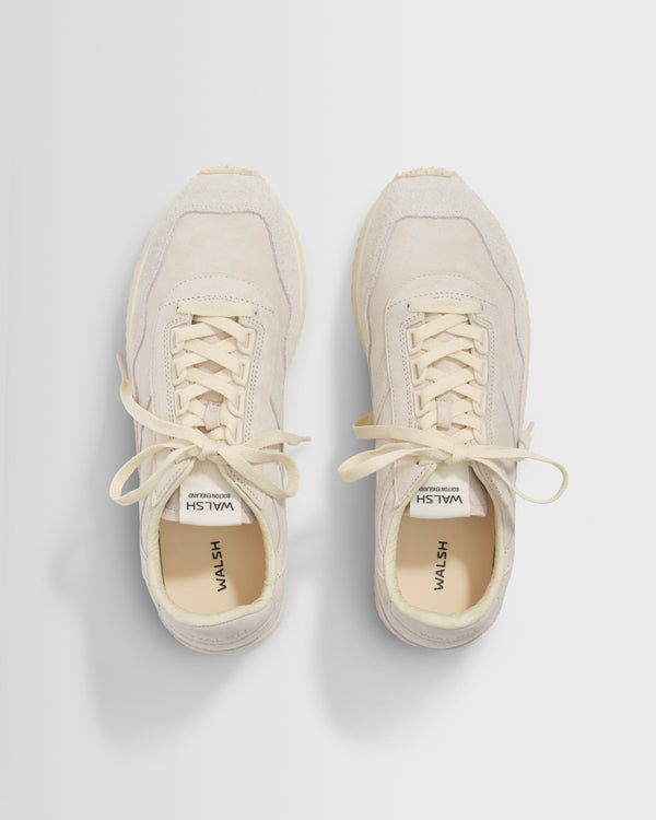 wax london men's Walsh - Off White And White Suede Ensign Trainers