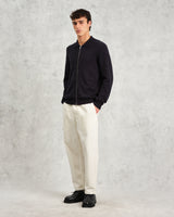 wax london Wayfarer - Navy Slub Cotton And Linen Cardigan