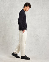 wax london Wayfarer - Navy Slub Cotton And Linen Cardigan