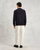 wax london Wayfarer - Navy Slub Cotton And Linen Cardigan