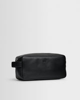 wax london men's Wells - Black Grain Leather Wash Bag