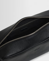 wax london men's Wells - Black Grain Leather Wash Bag