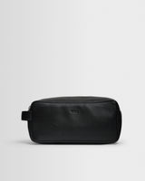 wax london men's Wells - Black Grain Leather Wash Bag