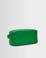 wax london men's WELLS WASH BAG SMALL GRAIN LEATHER BRIGHT GREEN