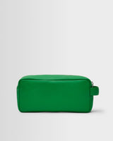 wax london men's WELLS WASH BAG SMALL GRAIN LEATHER BRIGHT GREEN
