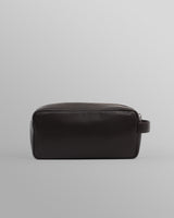 wax london men's Wells - Dark Brown Grain Leather Washbag