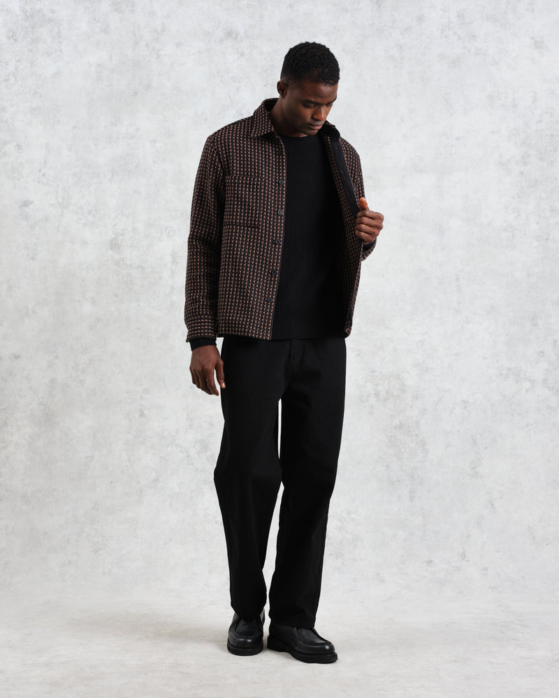 wax london Whiting - Black And Beige Frome Overshirt