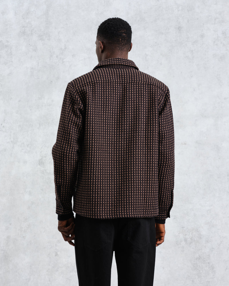 wax london Whiting - Black And Beige Frome Overshirt