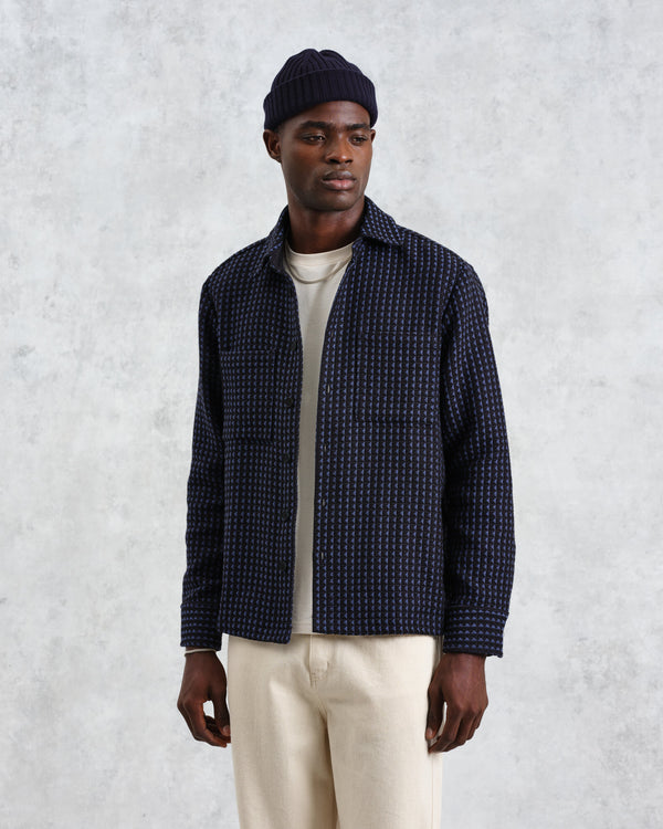 wax london Whiting - Black And Blue Frome Overshirt