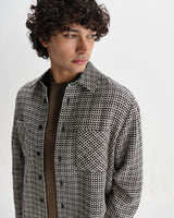 wax london men's Whiting - Black And Ecru Dizzy Weave Overshirt